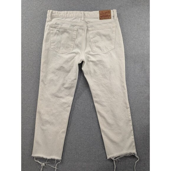 Lucky Brand Jeans Womens Size 12 White Distressed Raw Hem Sienna Silm Boyfriend - Picture 11 of 16